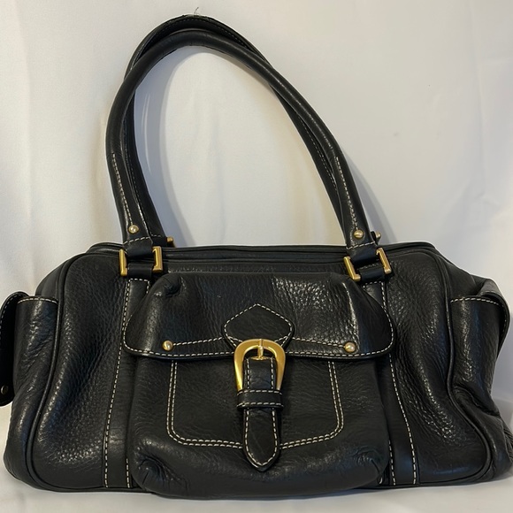 Maxx New York Handbags - Maxx New York Satchel Thick Leather Black Two Handle Handbag Designer Purse